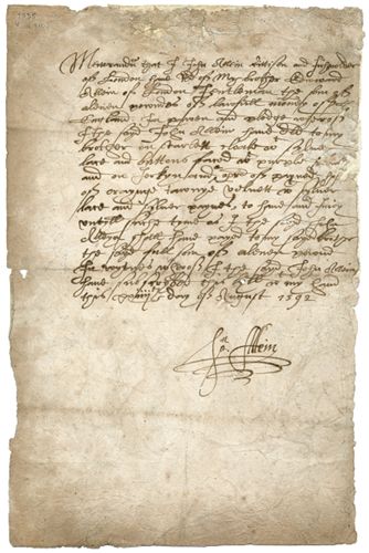 Memorandum between John and Edward Alleyn