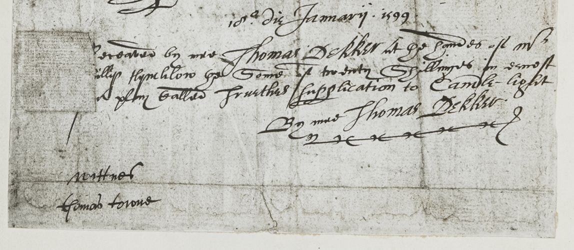 Receipt by Thomas Dekker, January 1599/1600
